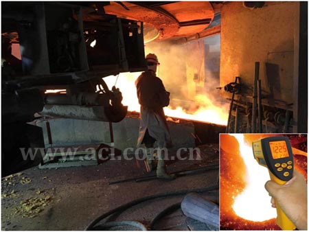 铜熔炼炉底渣人工测温